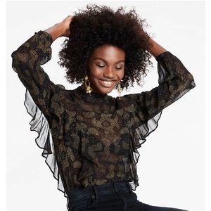 High neck ruffle blouse LUCKY brand. NWT size s